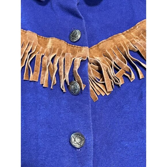Vintage Purple Western Cowboy Leather Fringe Button Up Shirt Boys Size 4 - Picture 4 of 5